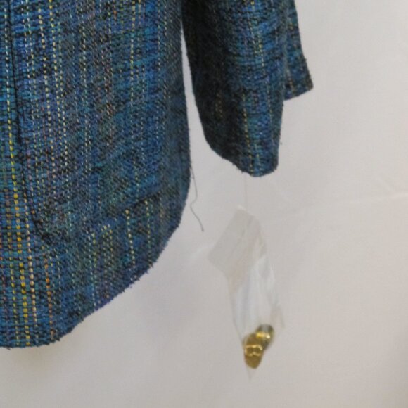 Brownstone Studio silk-blend blue plaid blazer with black trim – never worn 18P - Picture 6 of 7